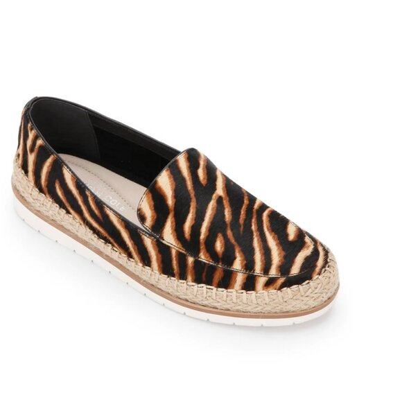 NEW KENNETH COLE Jaxx CALF HAIR LEATHER ZEBRA PRINT SLIP ON MULE FLAT - Picture 1 of 5